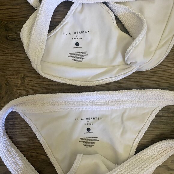 Pacsun Two Piece White Bikini Set Textured Seersucker Cheeky Bottoms Twist Top - Picture 8 of 8
